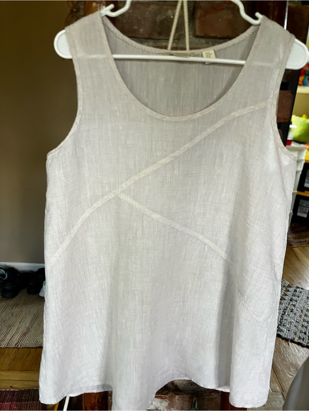 Cynthia Rowley White 100% Linen Asymmetrical Tank Top Medium